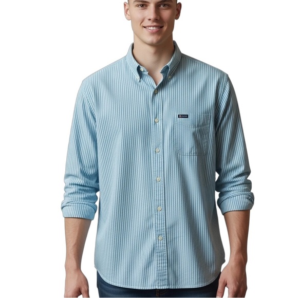 CHAPS Striped Preppy Button Down Shirt - Picture 1 of 7